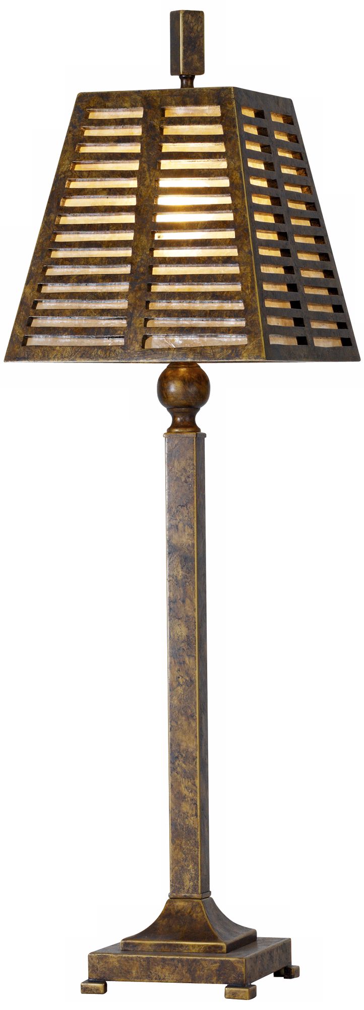 Raschella Bronze Table Lamp With Wooden Shutter Shade