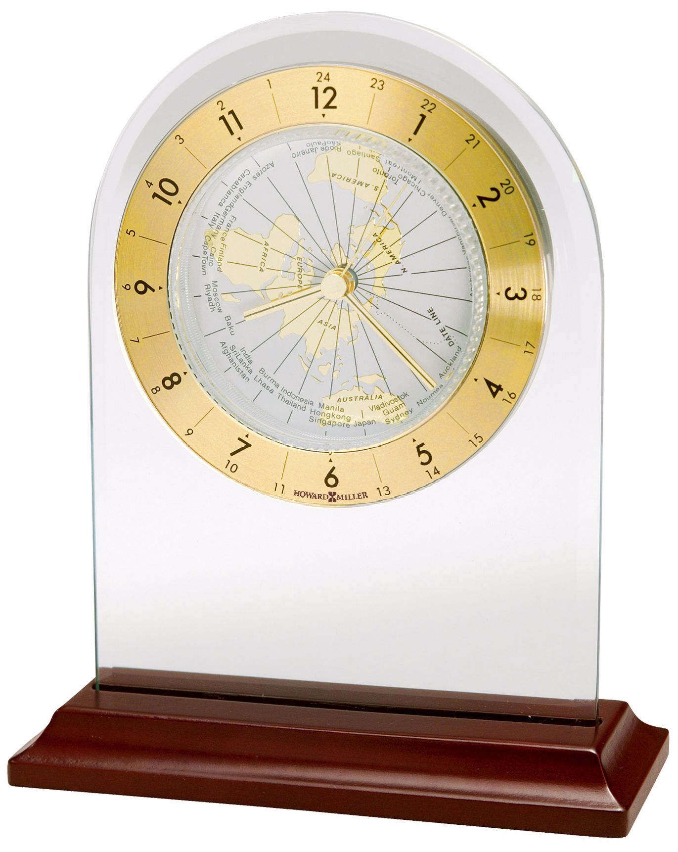 Howard Miller World Time Arch 6 3/4" High Alarm Clock