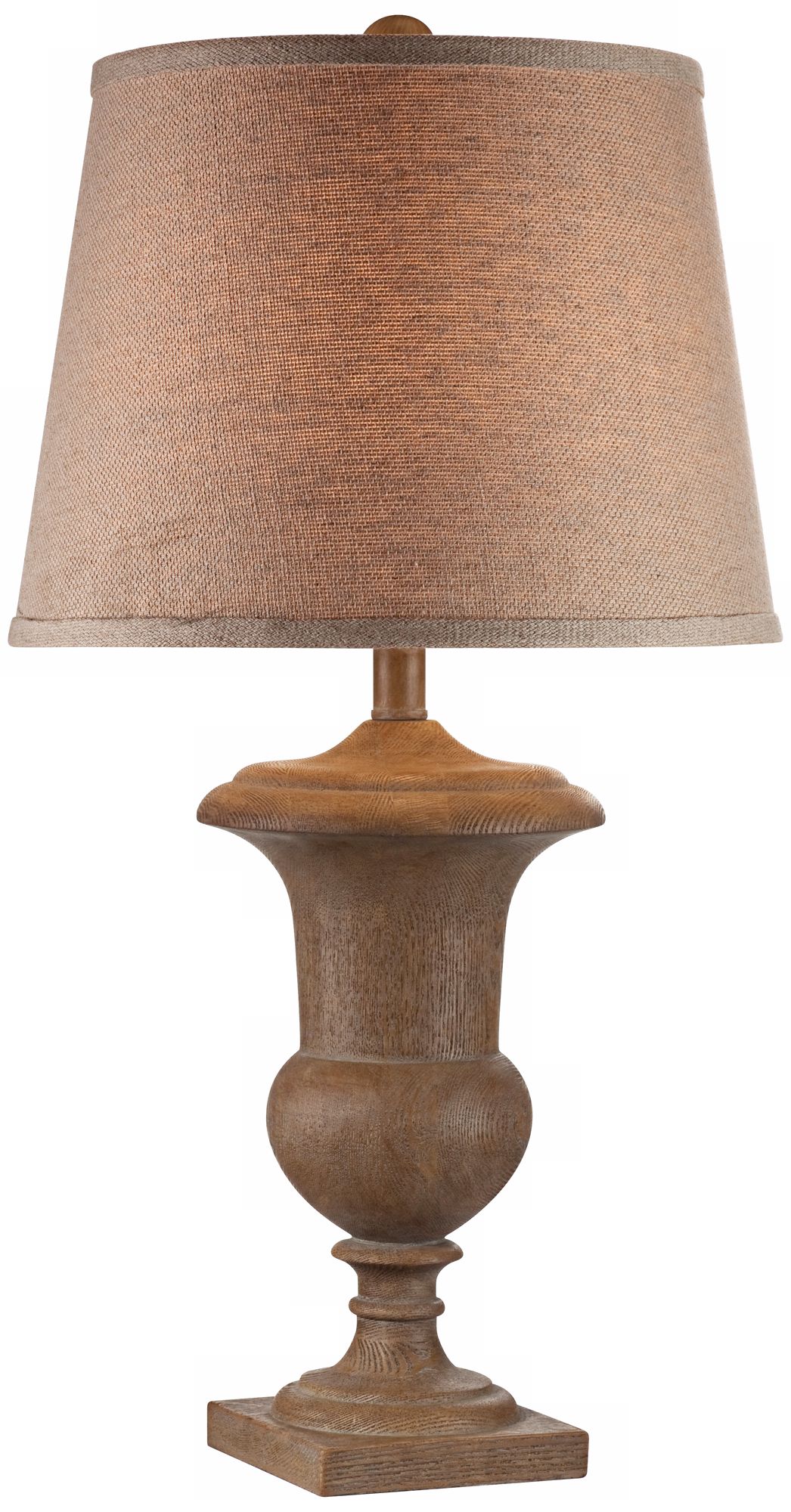Distressed Wood Finish Urn Table Lamp