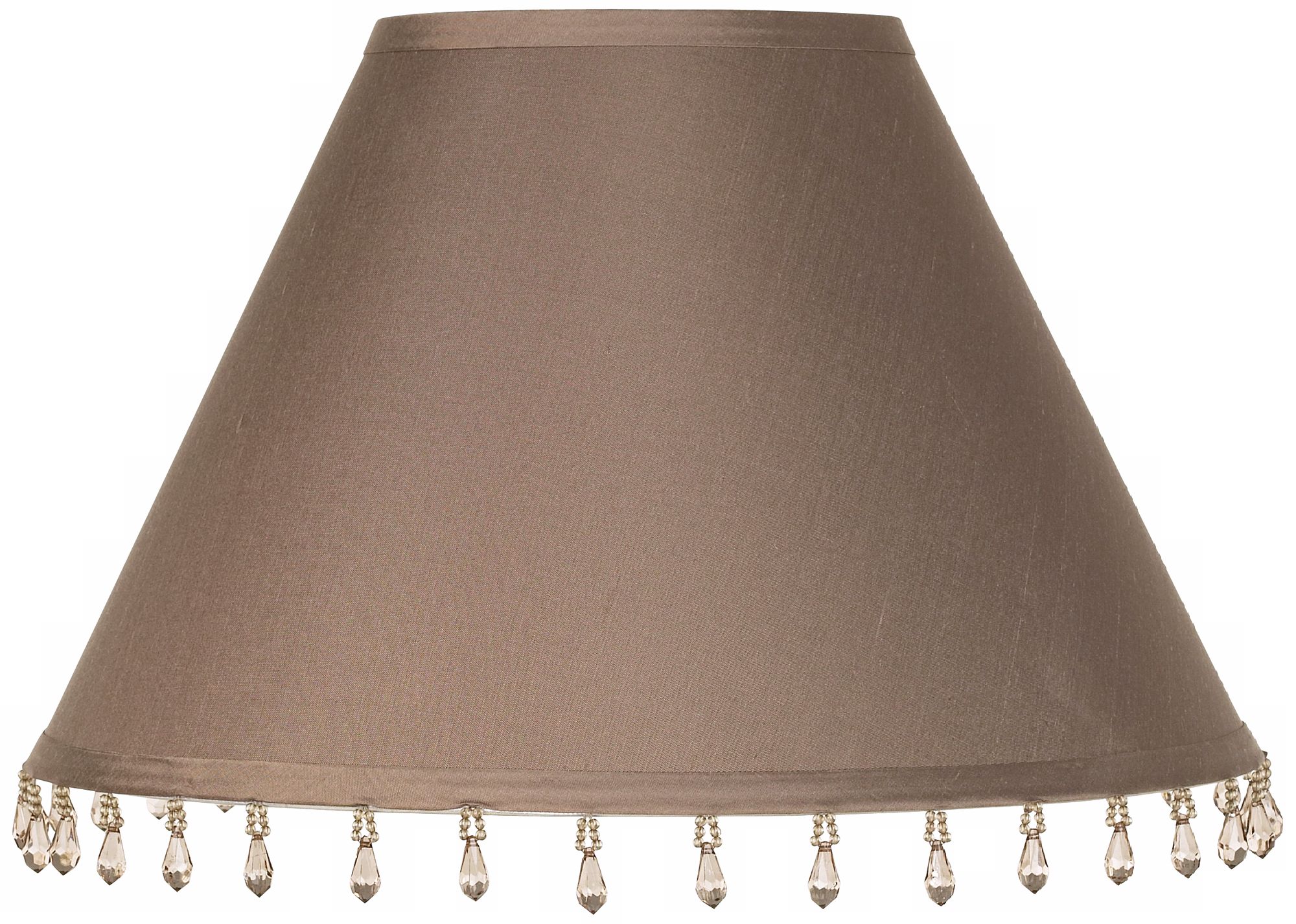 Beaded Taupe Silk Empire Shade 5.5x13.25x9.25 (Spider)