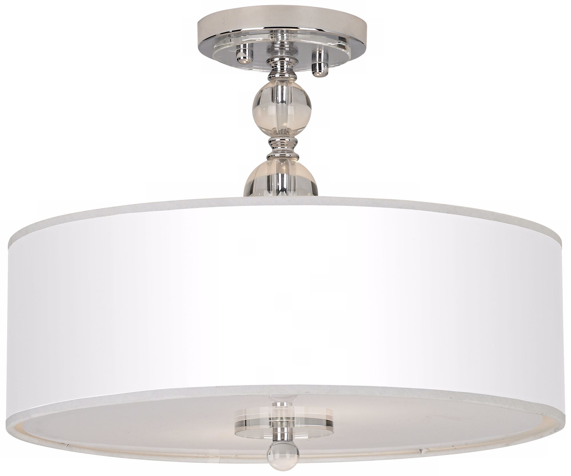 16" Wide White and Chrome Semi Flush Ceiling Light