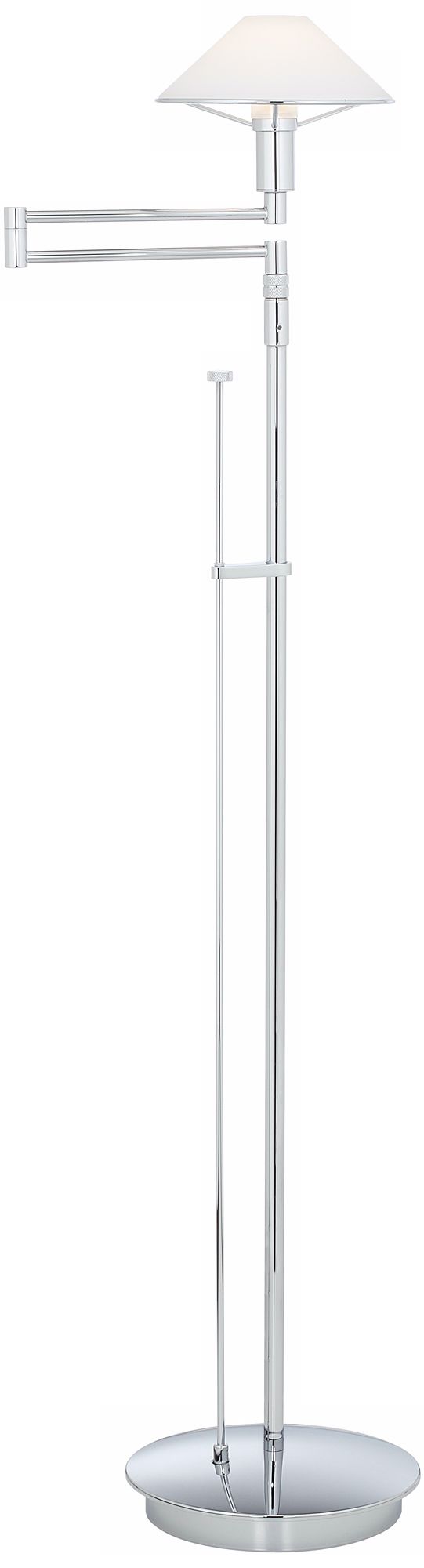 Holtkoetter Chrome and White Glass Swing Arm Floor Lamp
