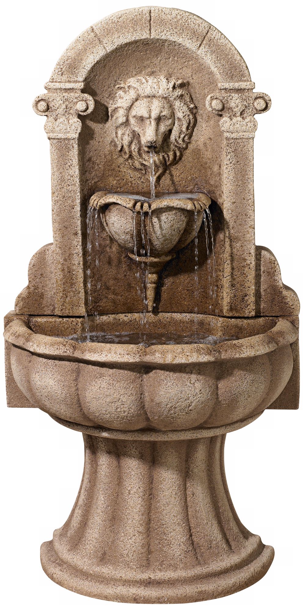 Reconstituted Granite Lion Wall Fountain