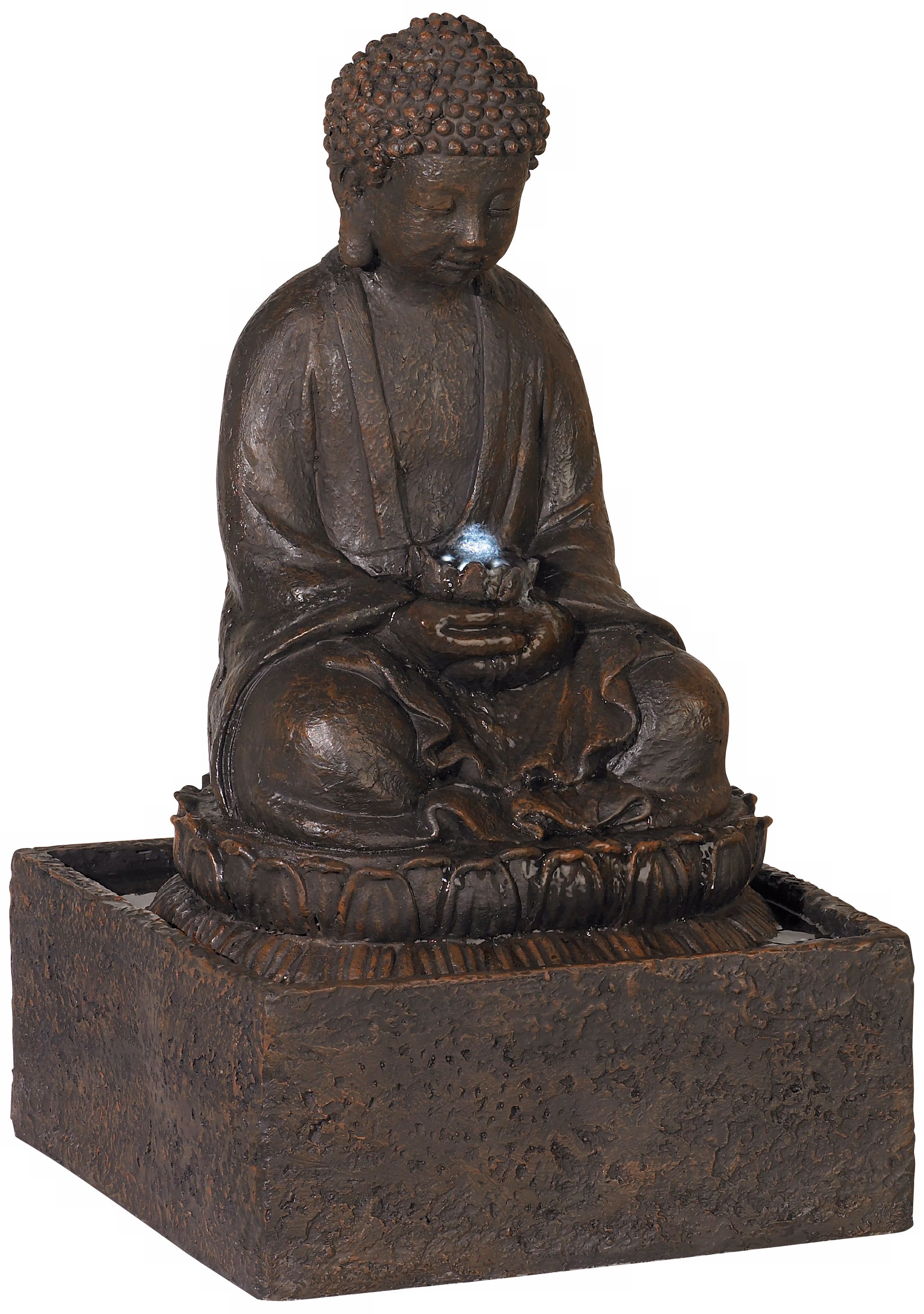 Meditating Buddha 19" High Solar LED Fountain