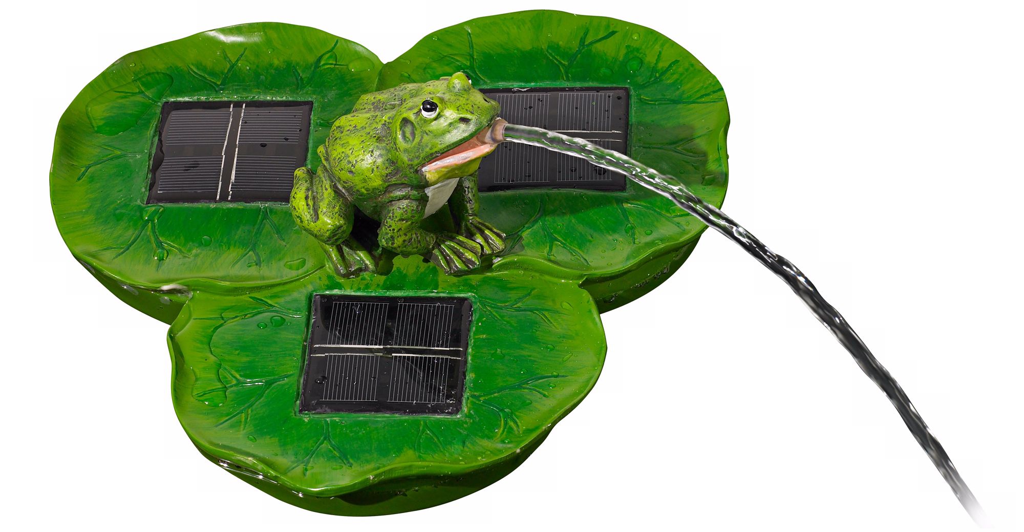 Frog and Three Lilypads 12" Solar Pool or Pond Spitter