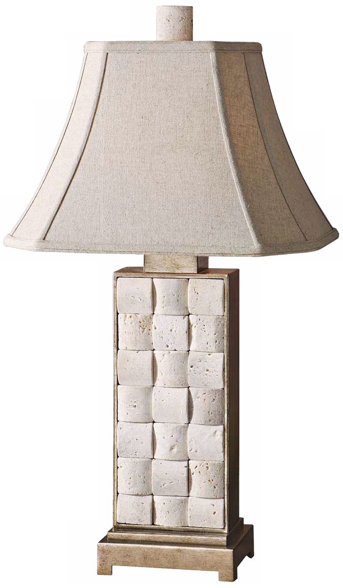 Uttermost Travertine and Silver Table Lamp