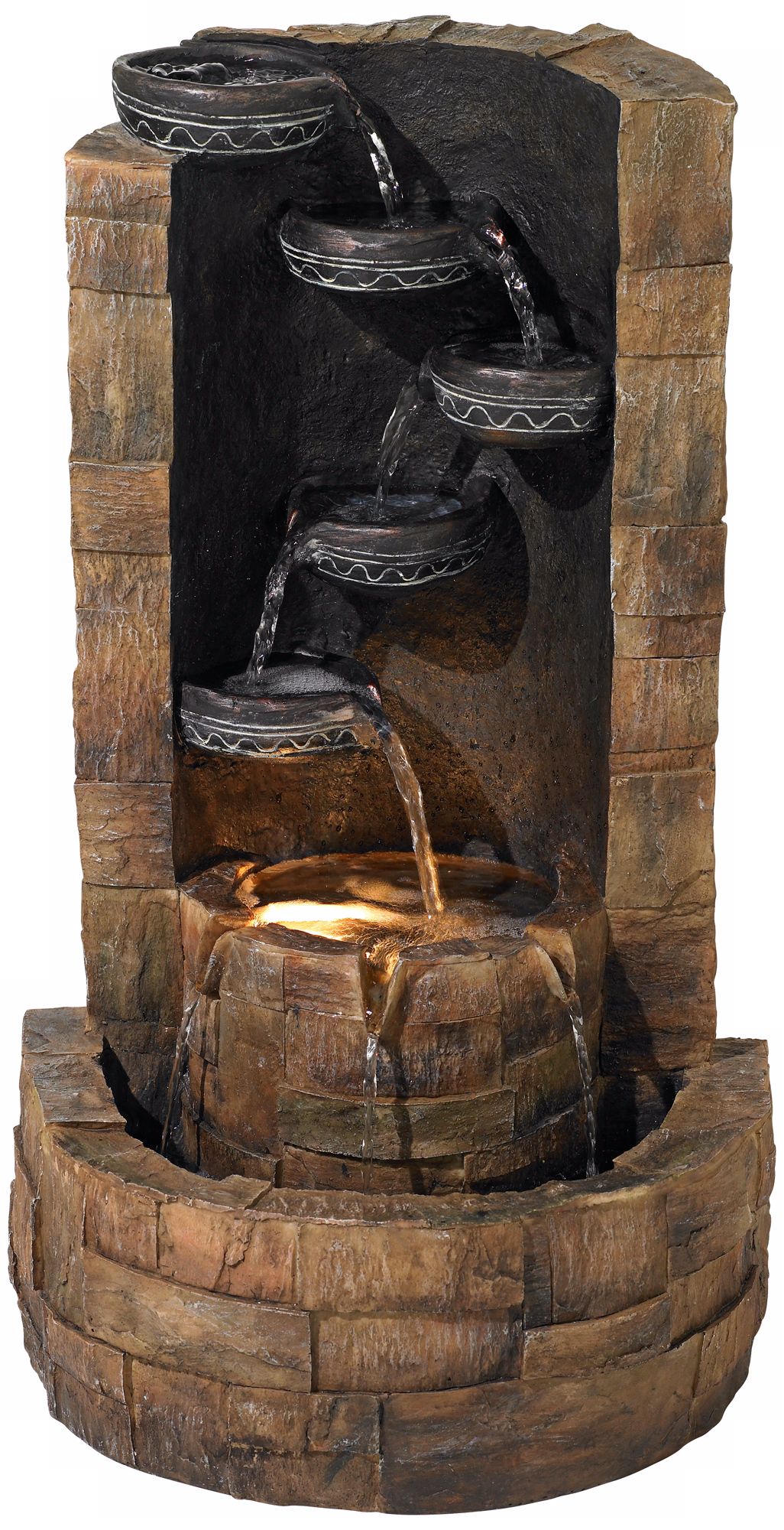 Five Pot Cascading 27" High Indoor Outdoor Fountain