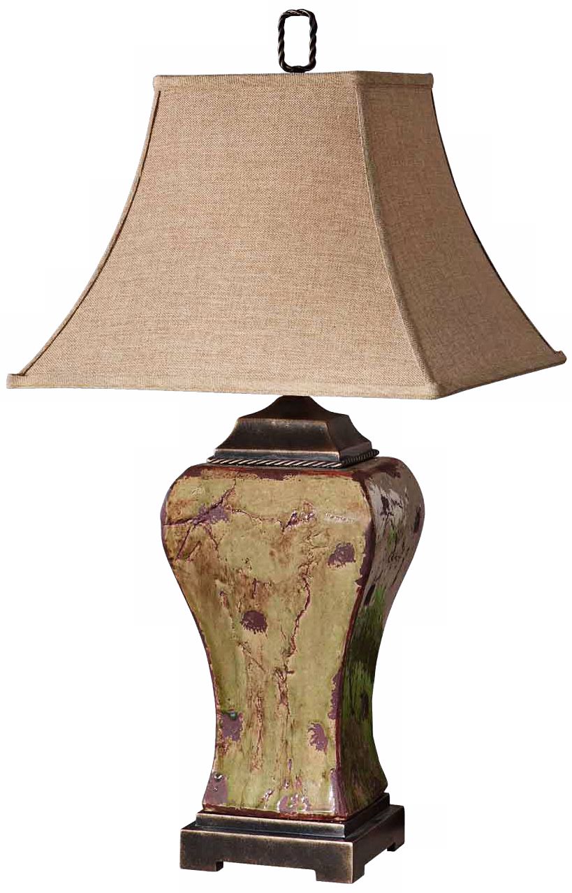 Uttermost Porano Moss Green Distressed Porcelain Table Lamp