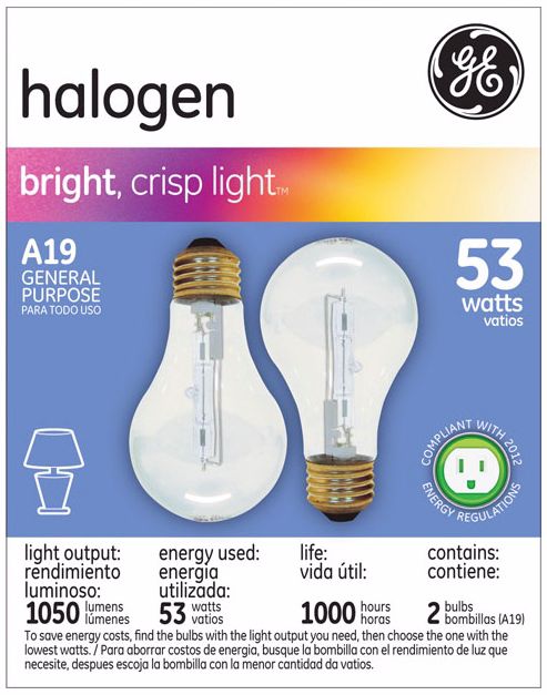 GE 53 Watt 2-Pack General Purpose Halogen Light Bulbs