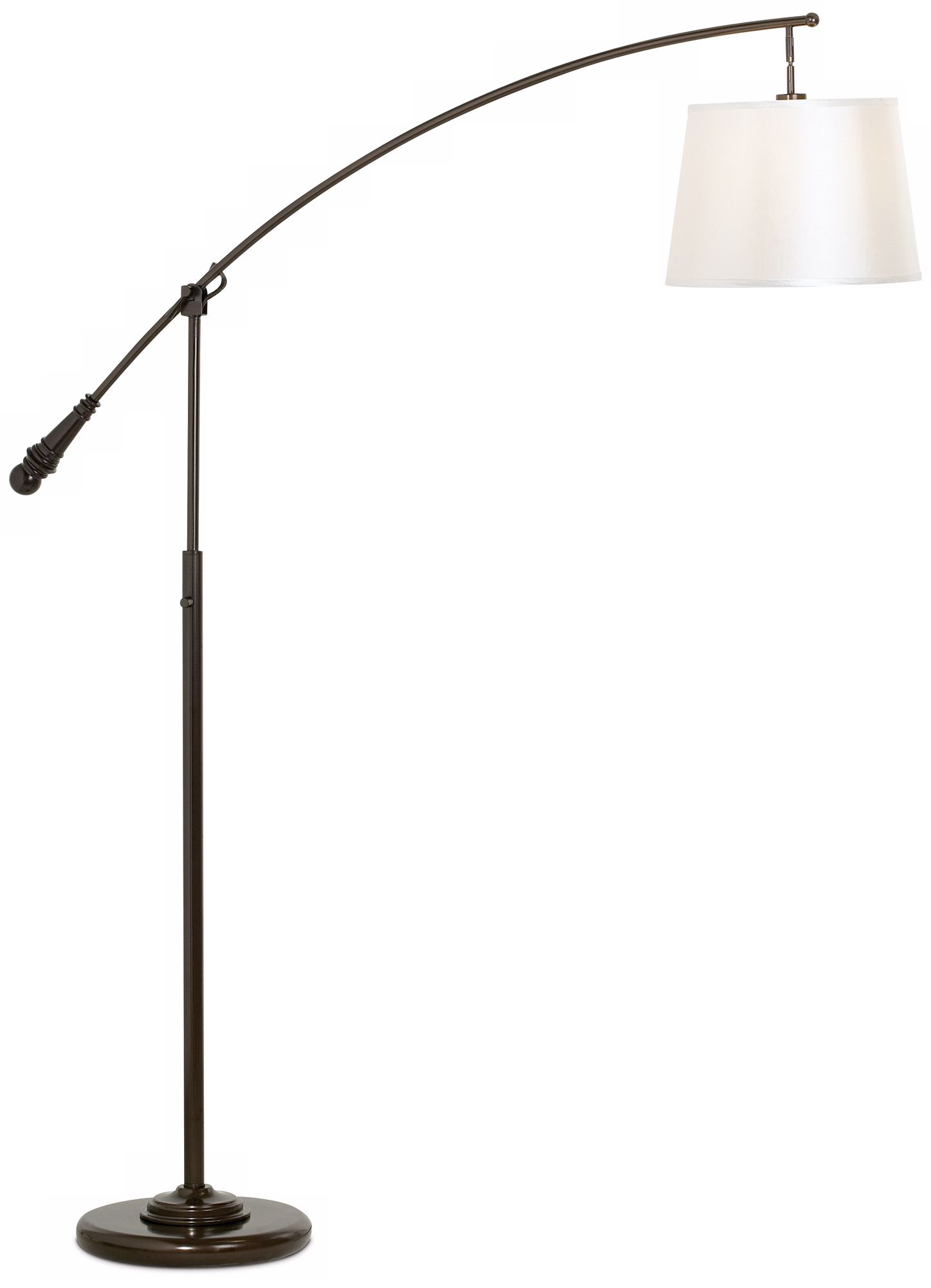 Bronze Finish Boom Arc Floor Lamp with Linen Shade