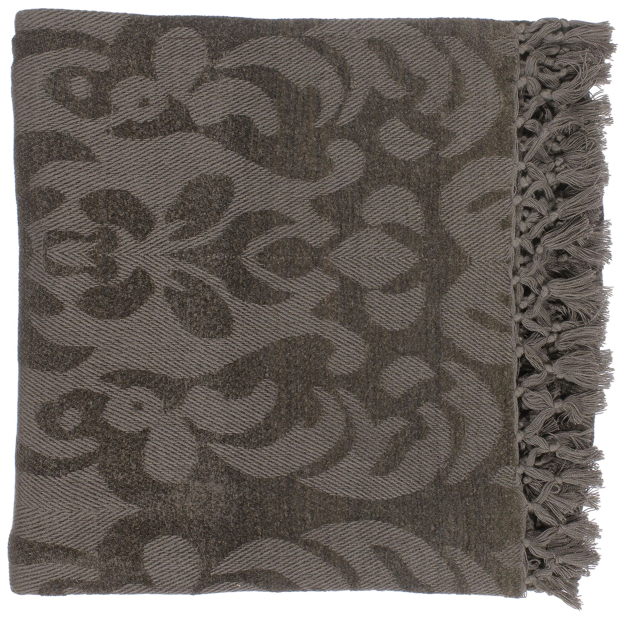 Surya Tristen Gray Plum Throw Blanket