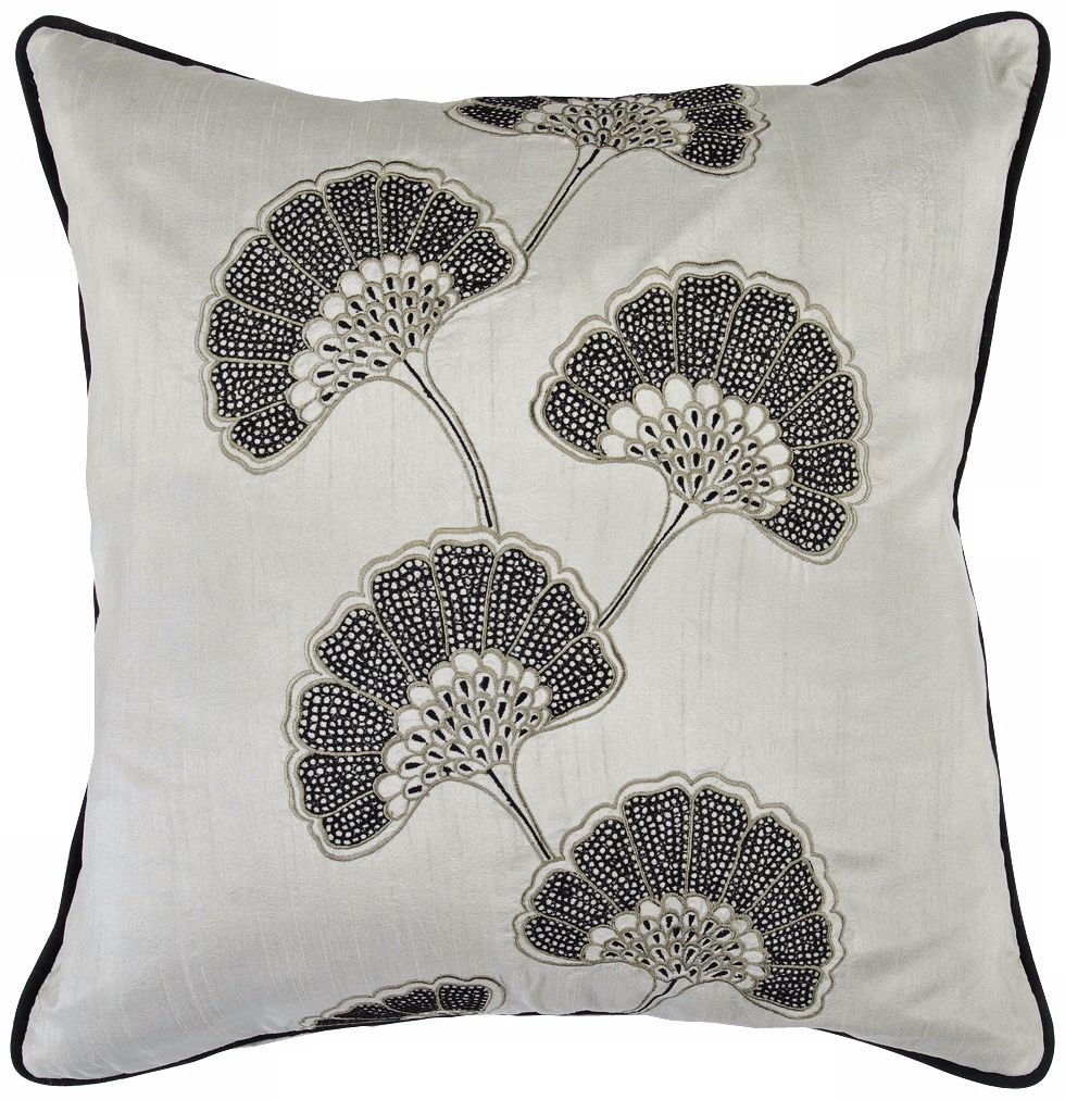 Surya Gingko Gray 18" Square Accent Pillow
