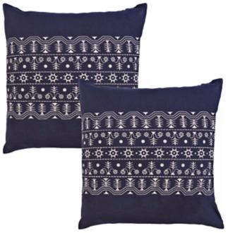 Set of 2 Surya Navy Gardens 18 Square Accent Pillows R6653