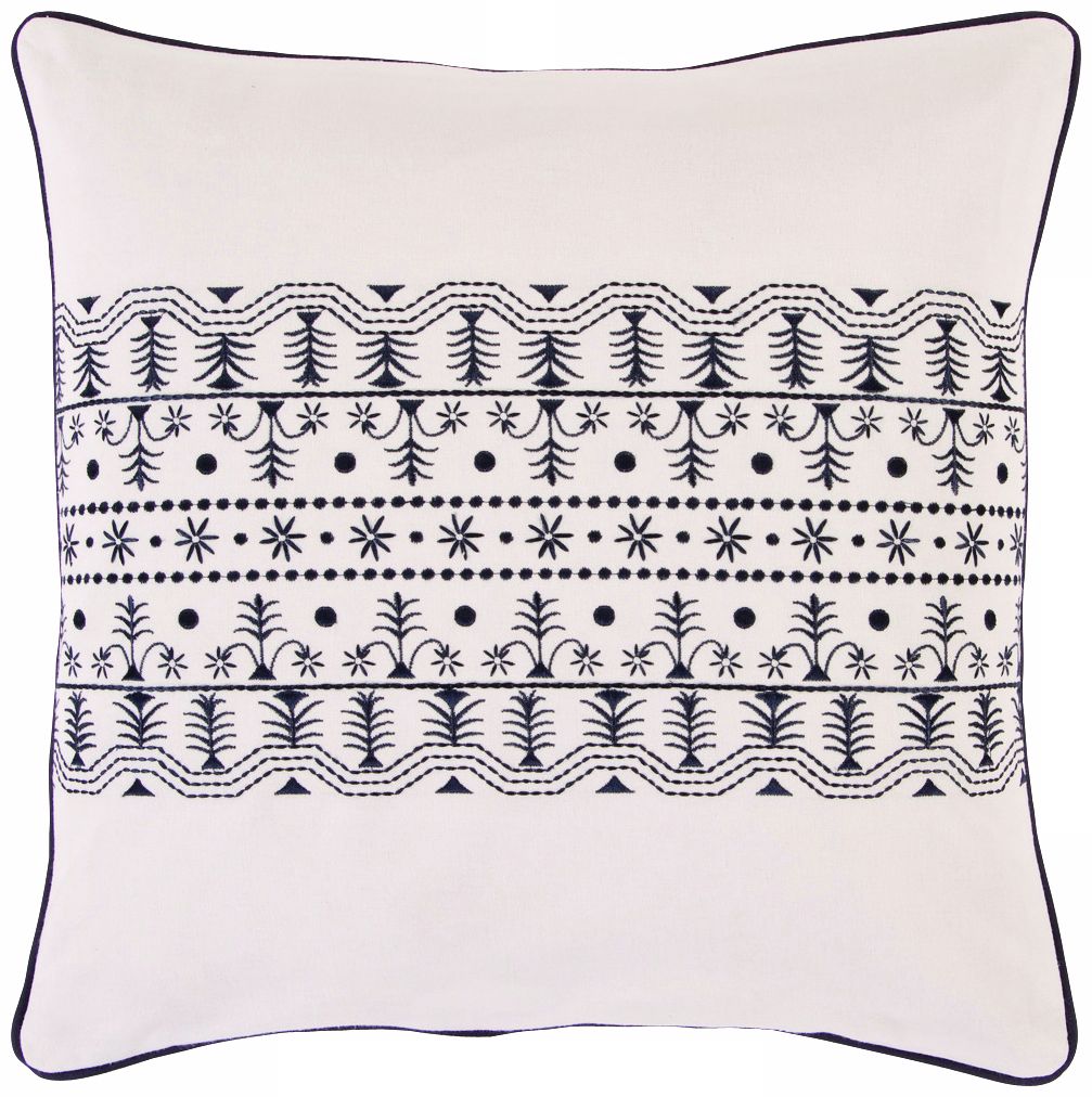 Surya White Gardens 18" Square Accent Pillow