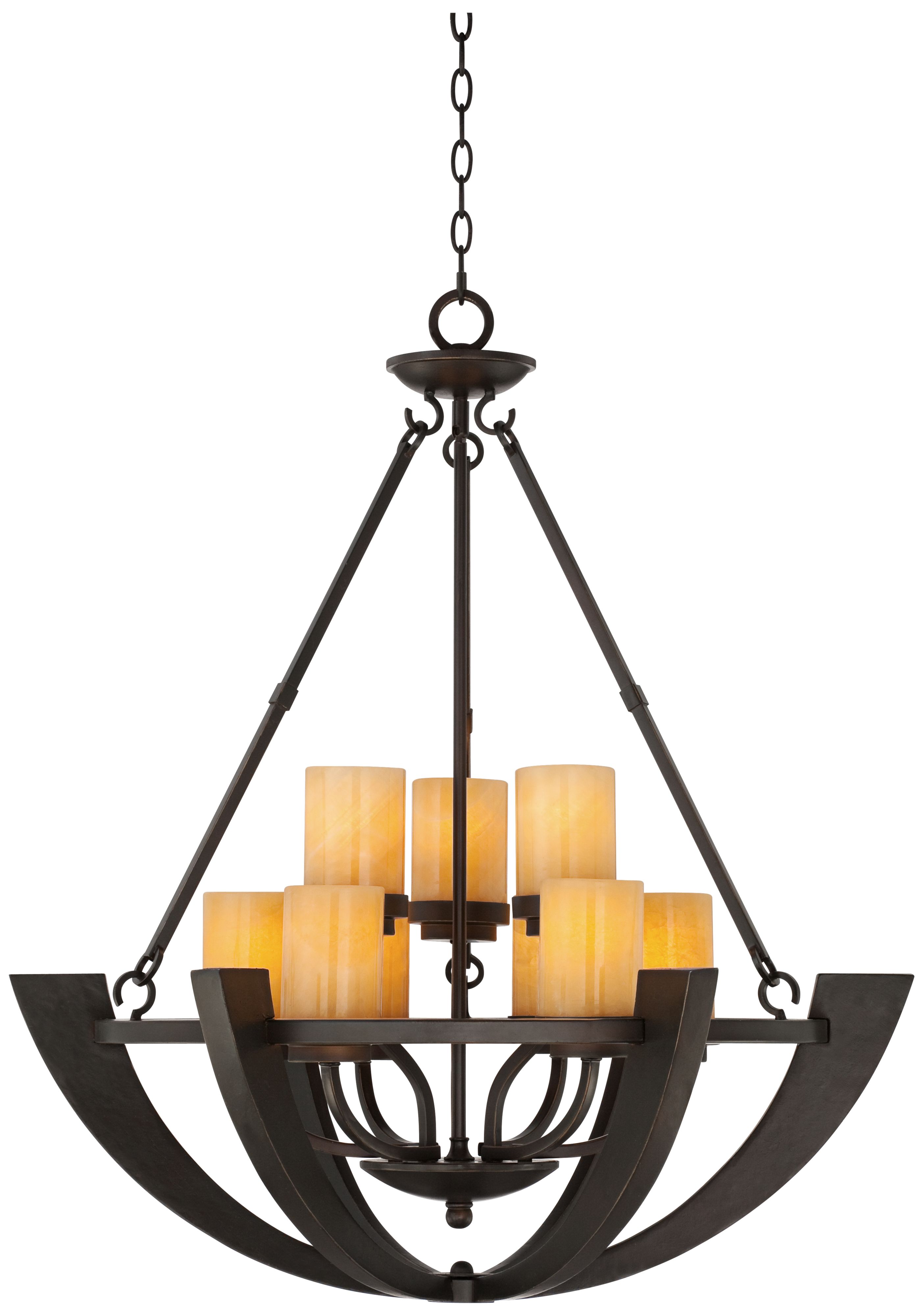 Sunset Onyx Stone 9-Light Entry Large Candle Chandelier