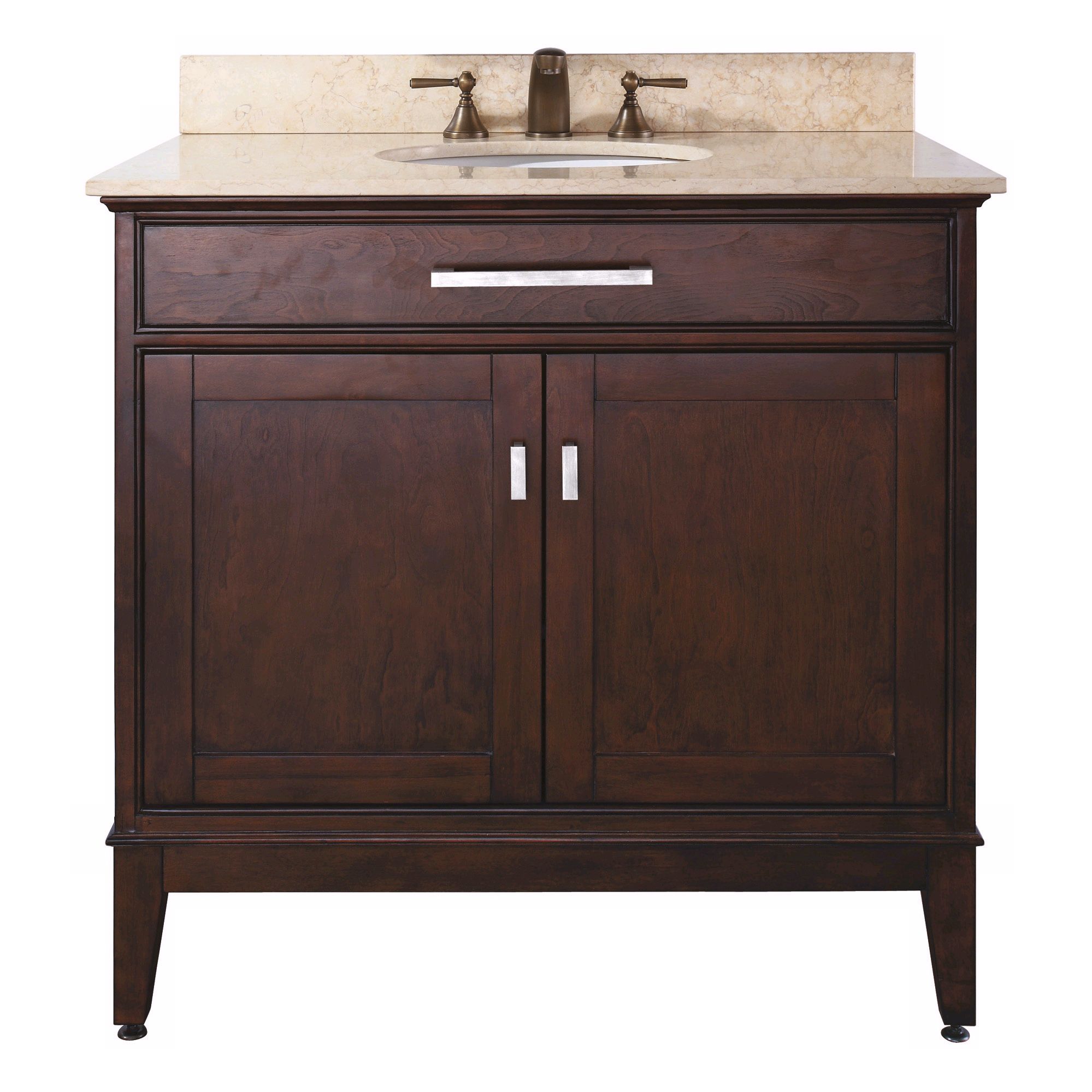 Madison Light Espresso 36" Wide Marble Top Sink Vanity