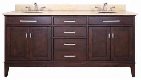 Madison Light Espresso 73" Wide Marble Top Sink Vanity