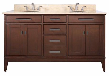 Madison Tobacco 61" Wide Marble Top Sink Vanity