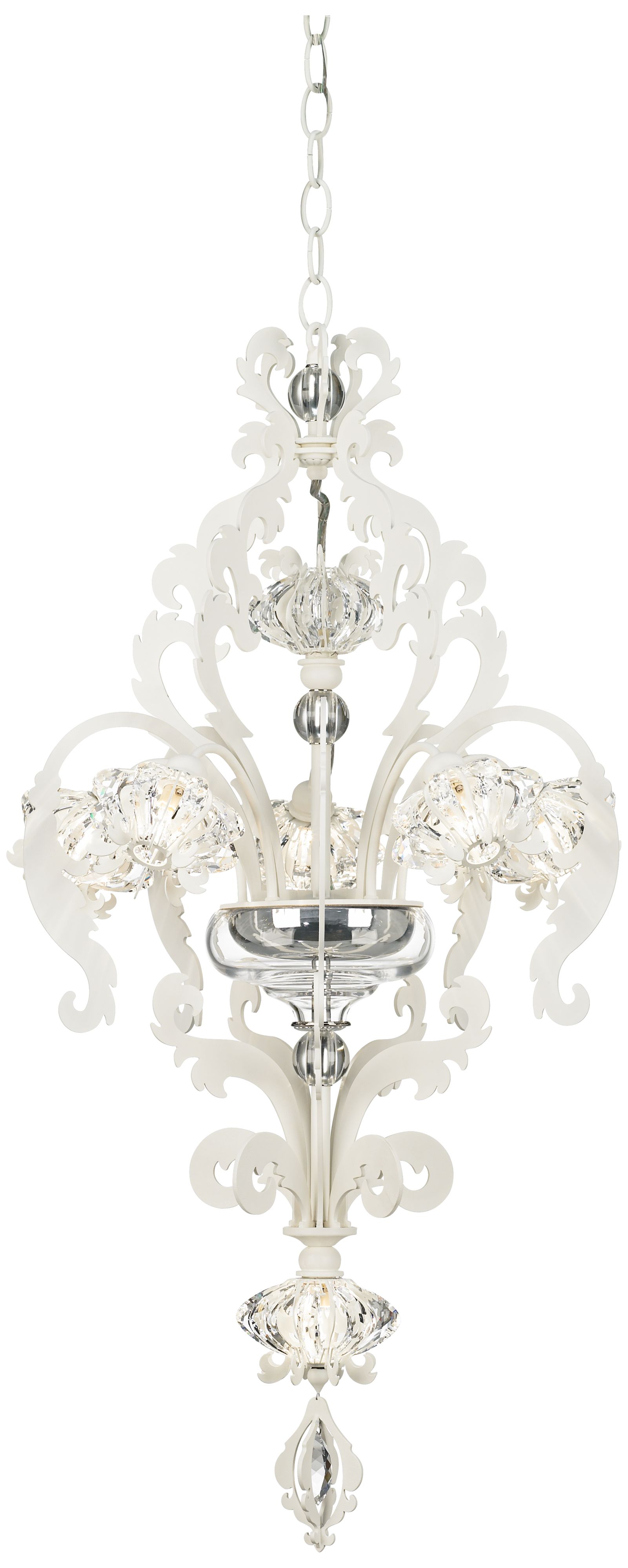 White Brocade Swarvoski Crystal 17" Wide Schonbek Chandelier