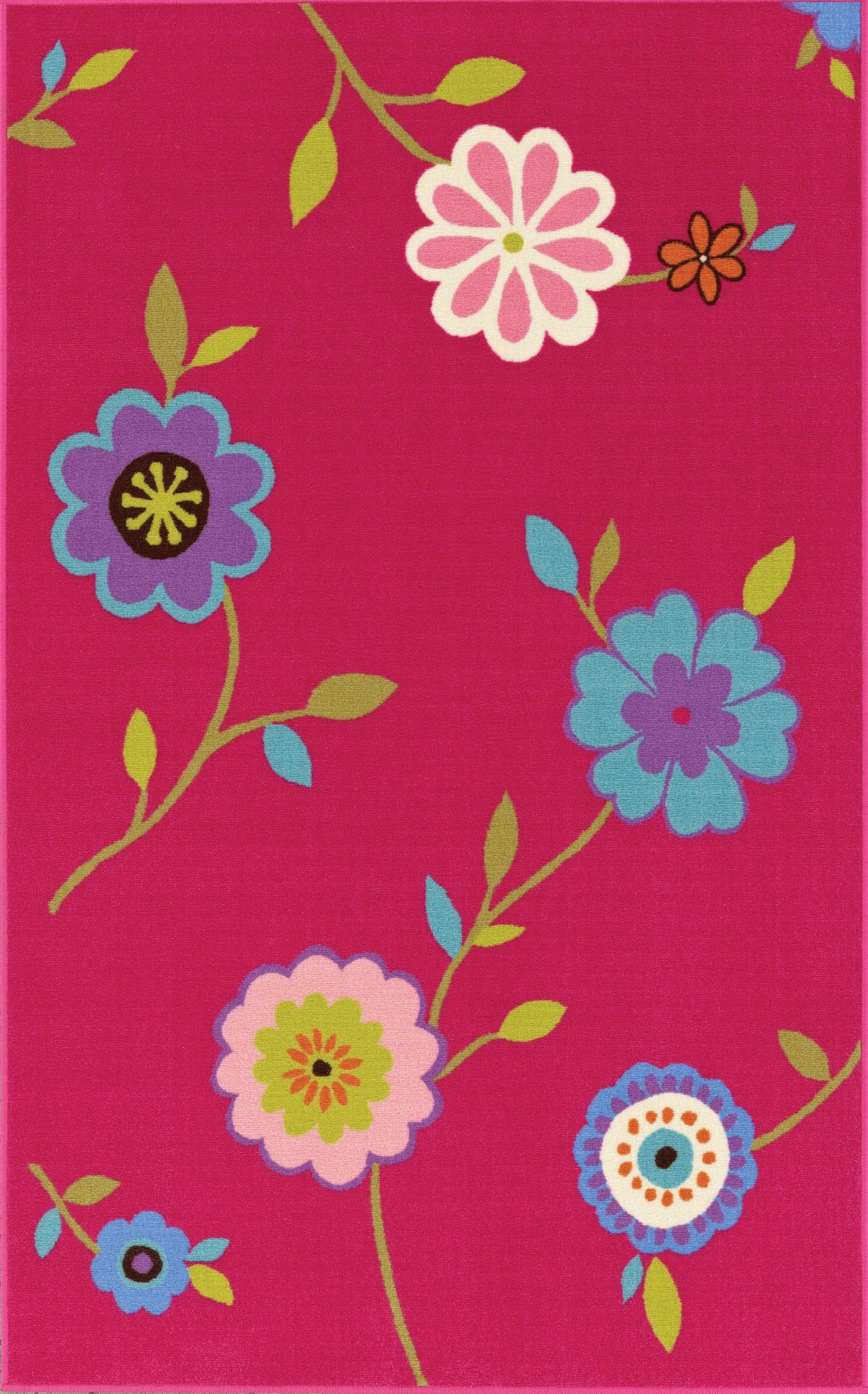 Vibes Collection Spring Fuchsia Area Rug