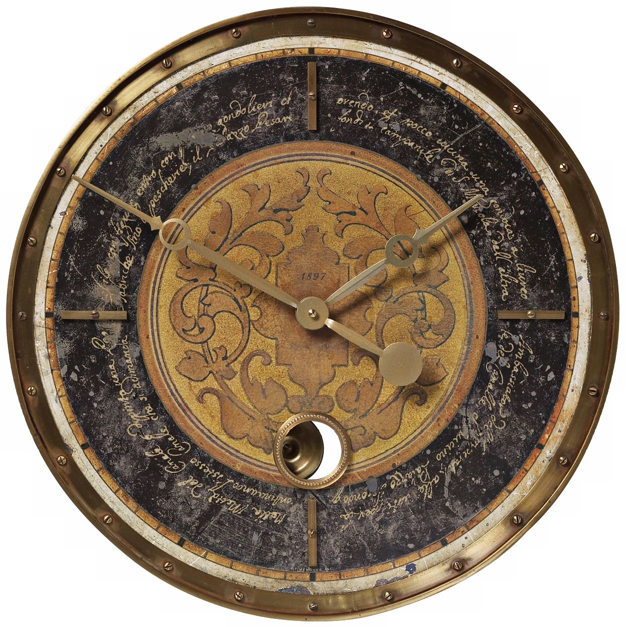Leonardo Script Black 18" Wide Round Wall Clock