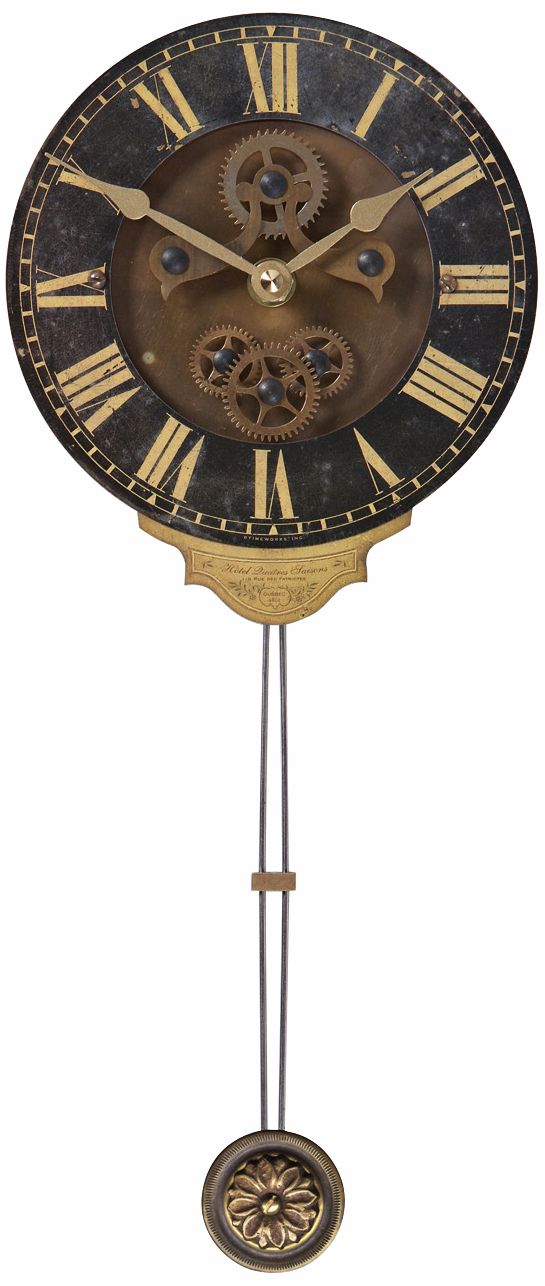 Leonardo Mini Black Pendulum 6" Wide Round Wall Clock