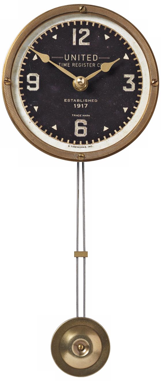 United Time Black Pendulum 5" Wide Round Wall Clock