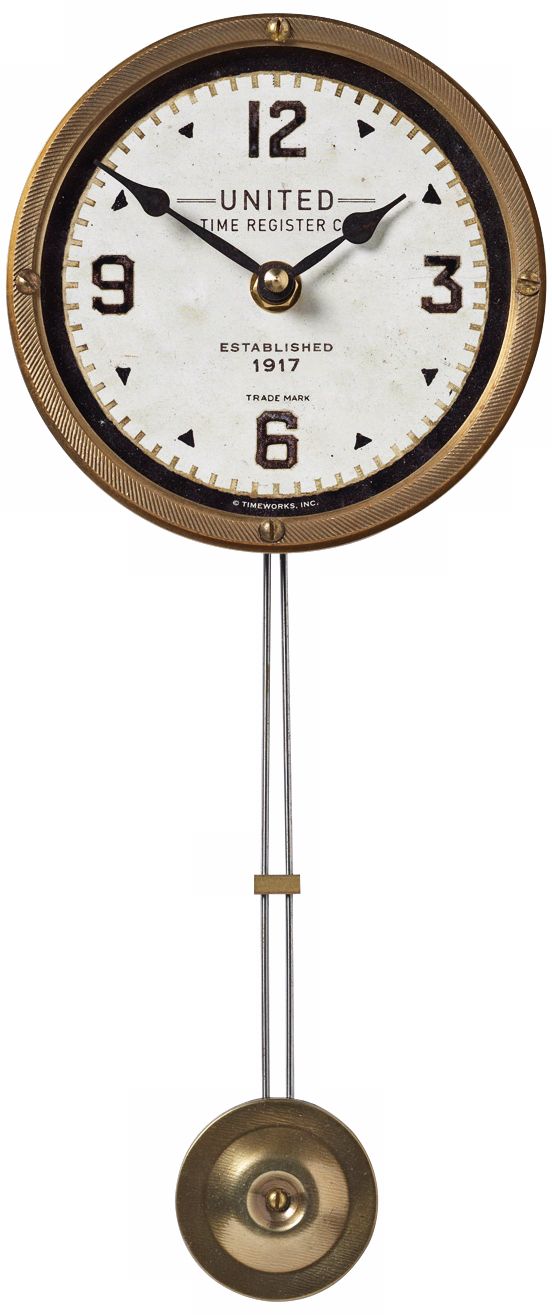 United Time Cream Pendulum 5" Wide Round Wall Clock