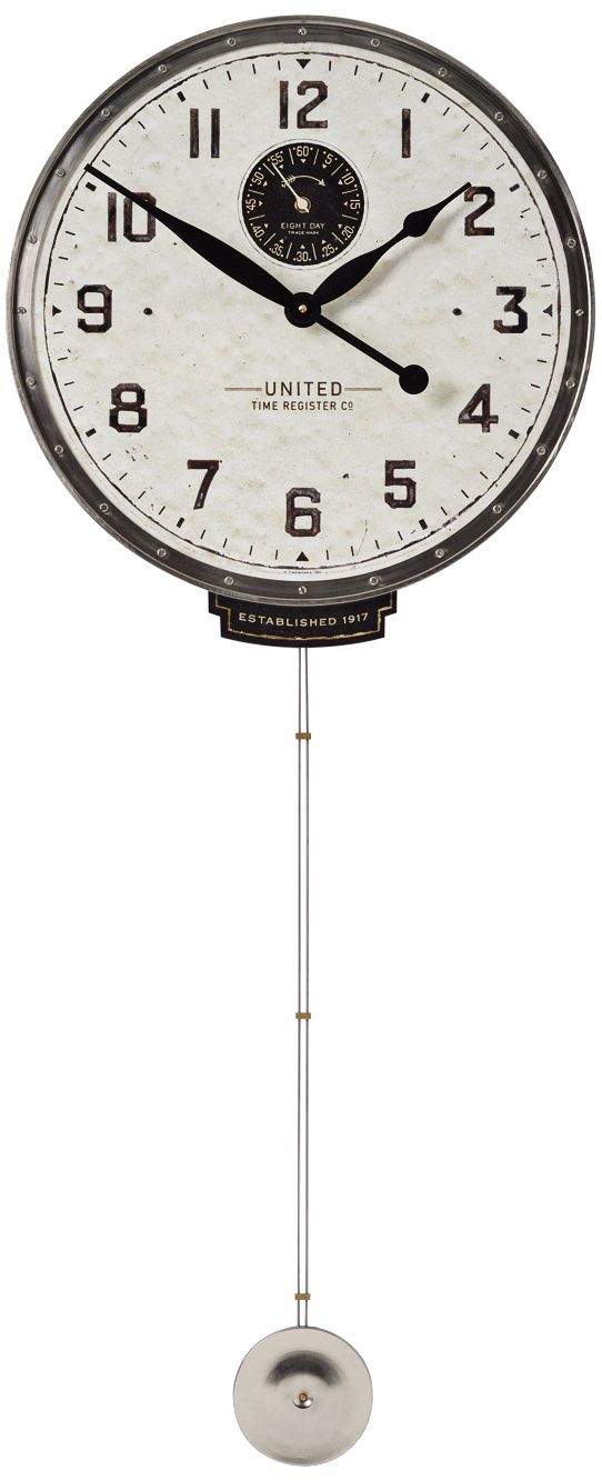 United Time Pendulum Cream 18" Wide Round Wall Clock