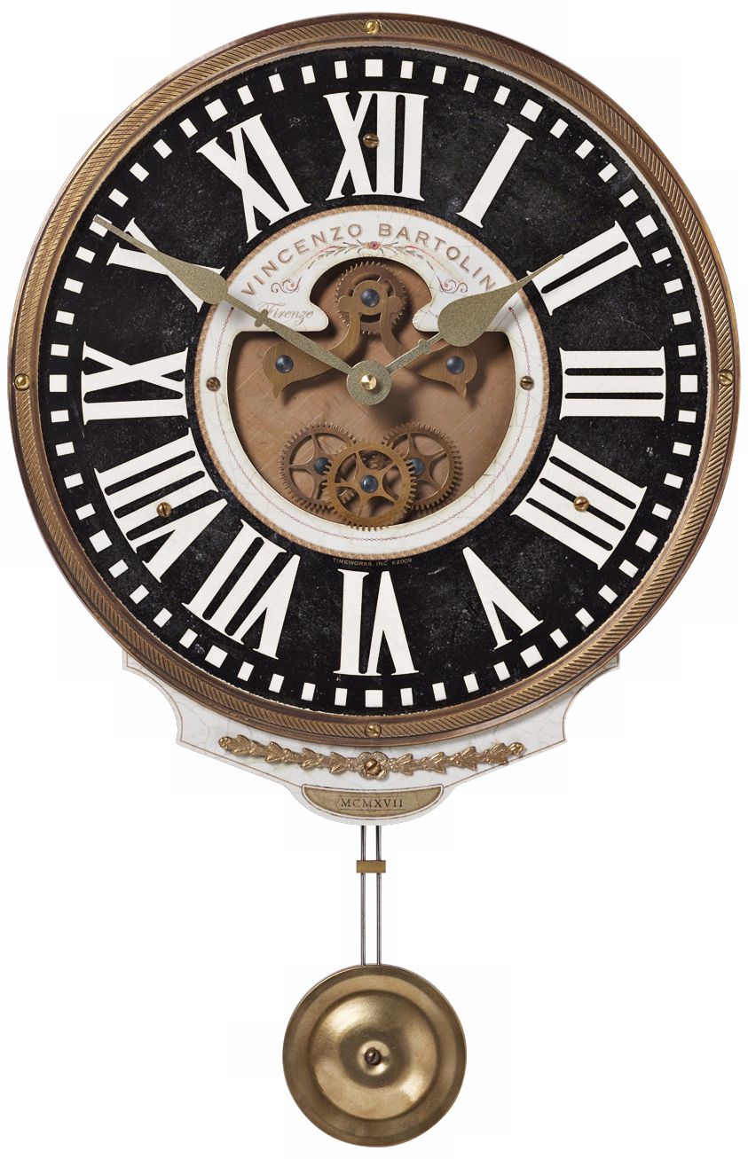 Bartolini Black Pendulum 11" Wide Round Wall Clock