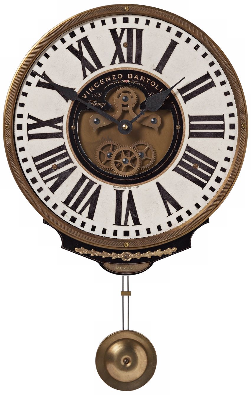 Bartolini Cream Pendulum 11" Wide Round Wall Clock