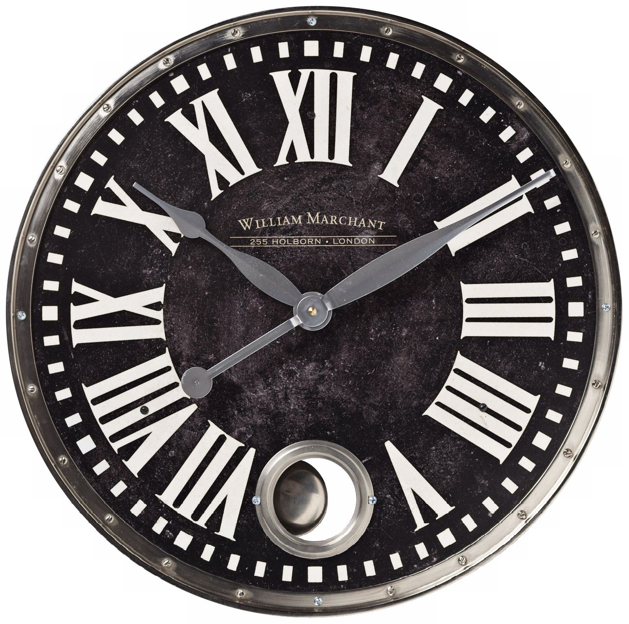 William Marchant Black 18" Wide Round Wall Clock