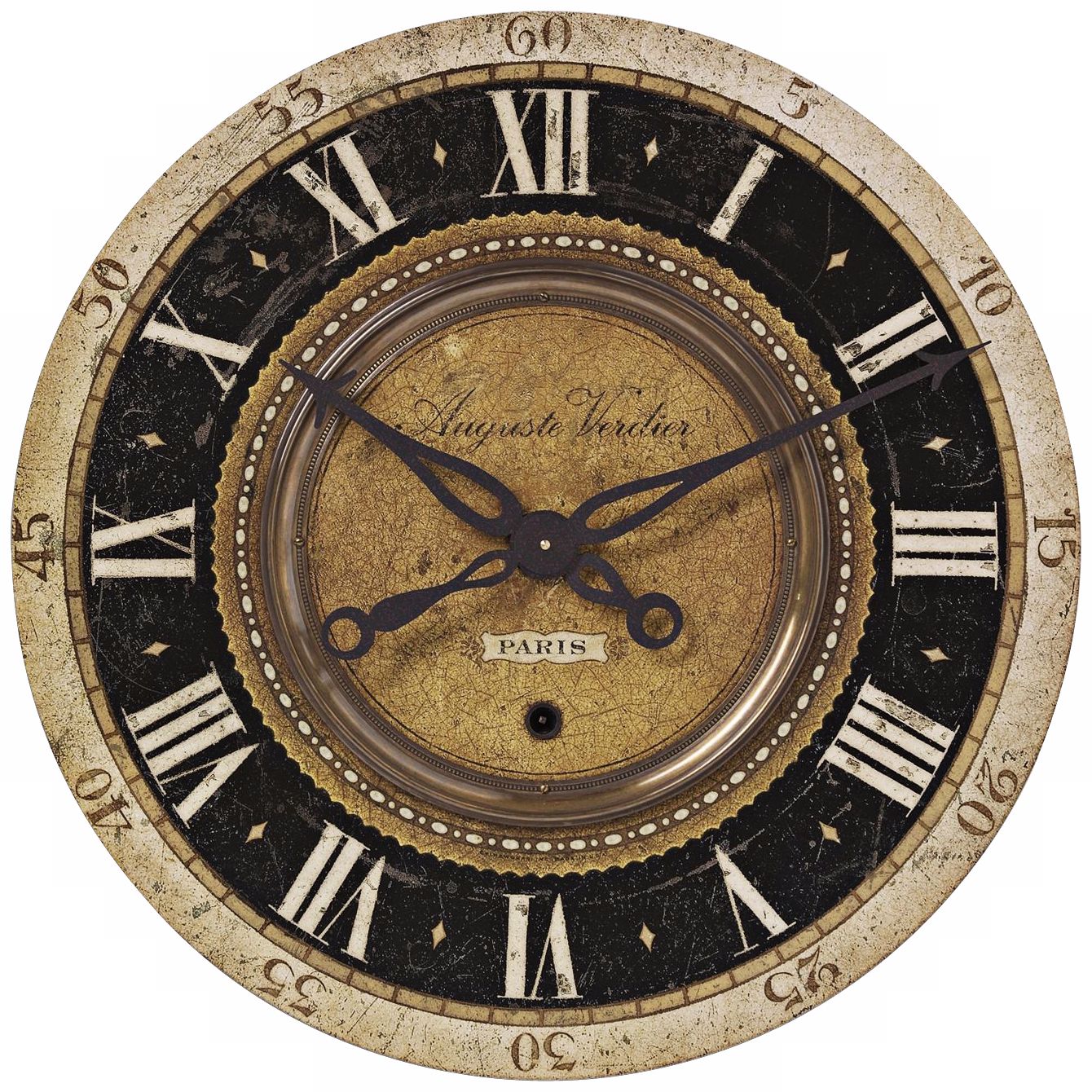 Auguste Verdier Black Gold 27" Wide Round Wall Clock
