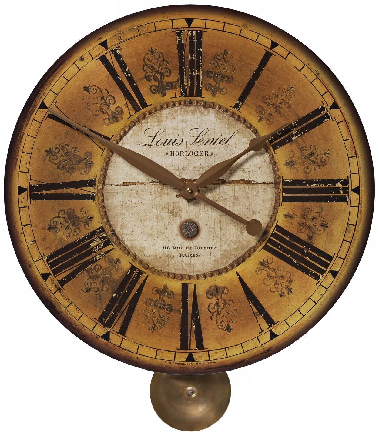 Louis Leniel  Pendulum 20" Wide Round Wall Clock