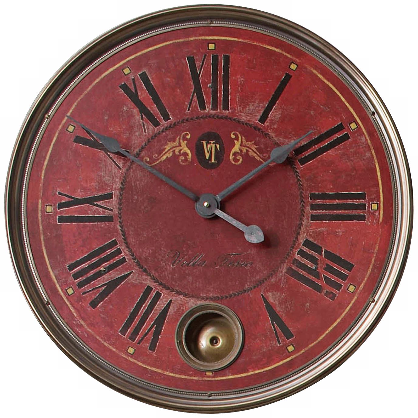 Villa Tesio Regency Red 23" Wide Round Wall Clock