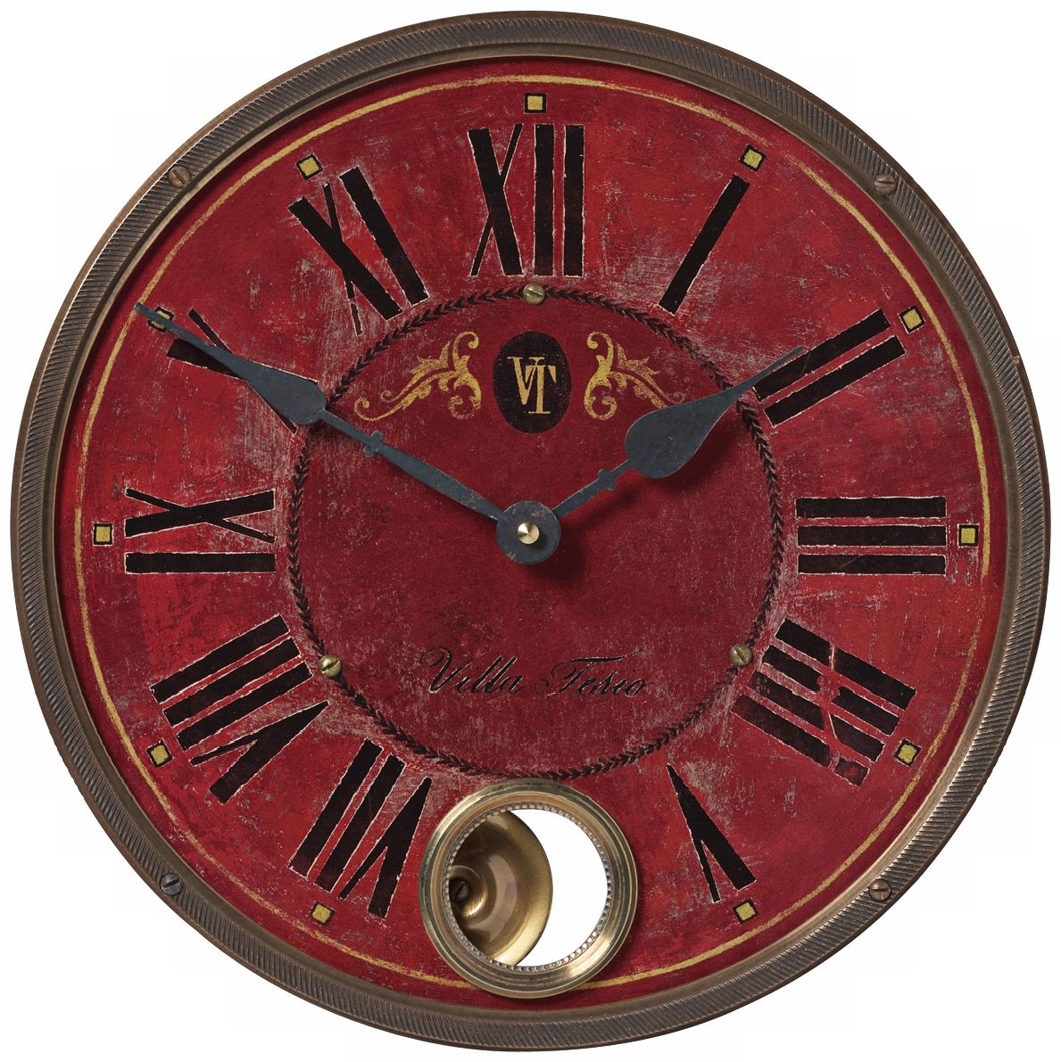 Villa Tesio Red 11" Wide Round Wall Clock