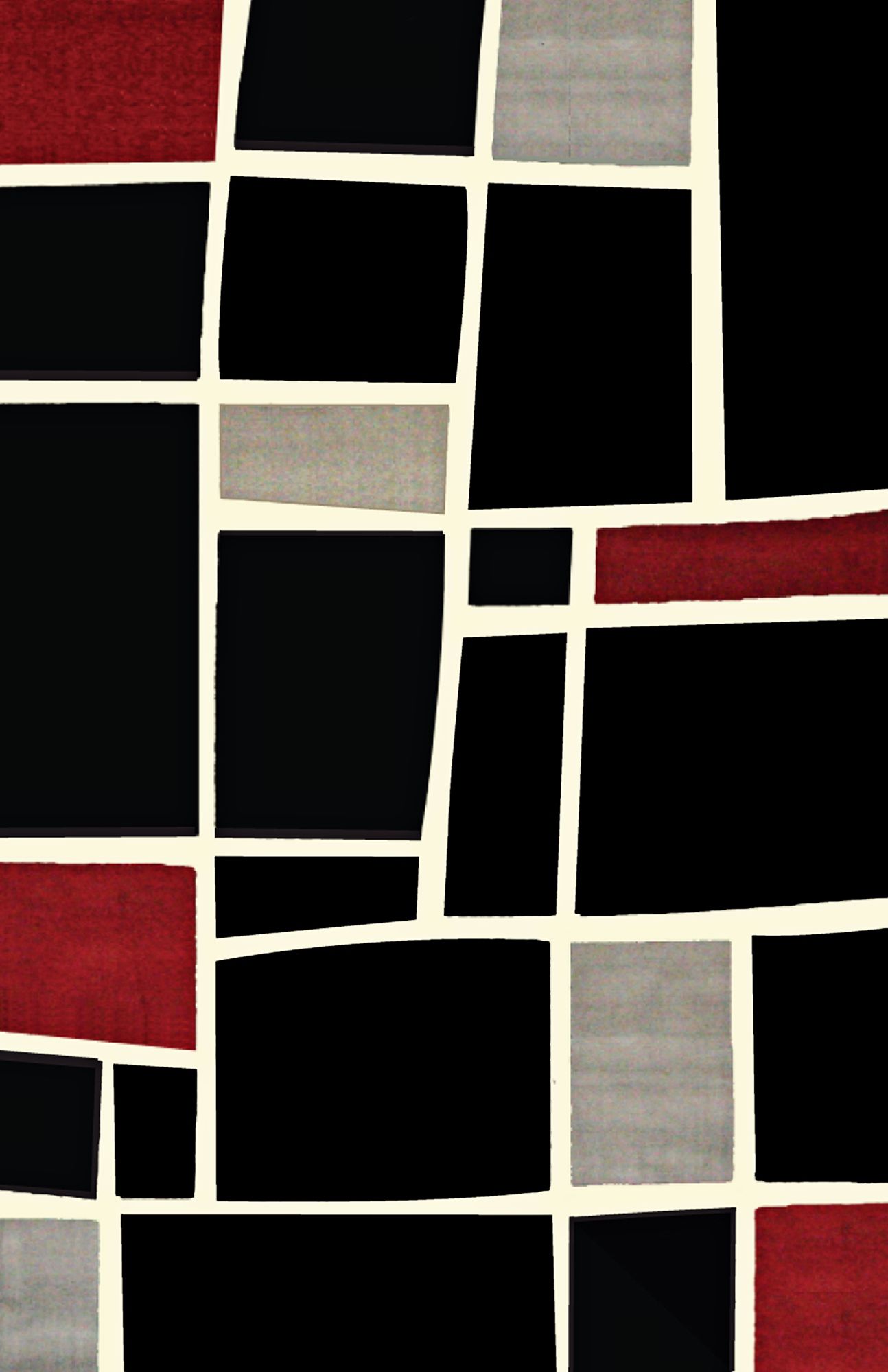 Retro Black Multi Squares Area Rug