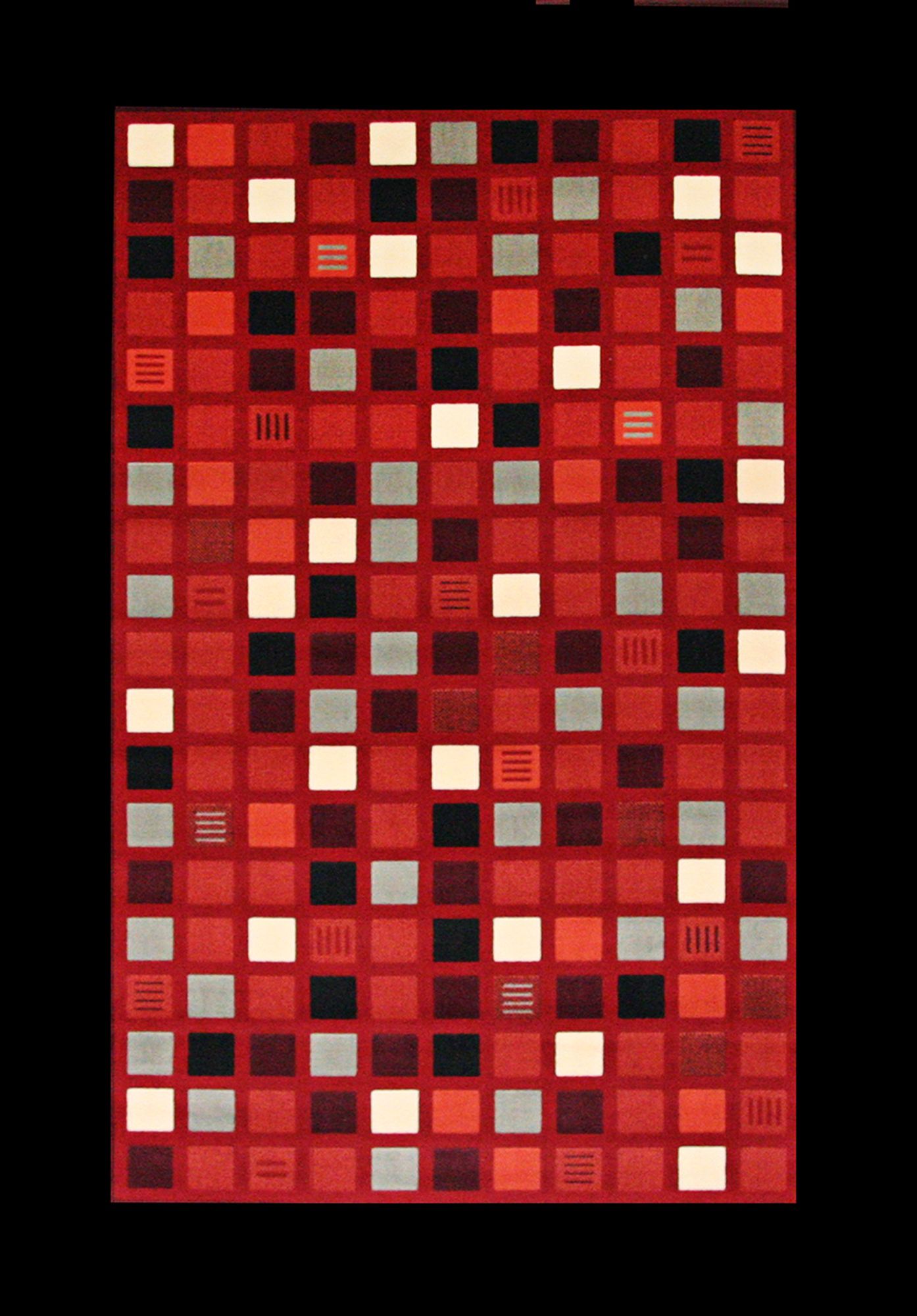 Mini Retro Red Multi Squares Area Rug