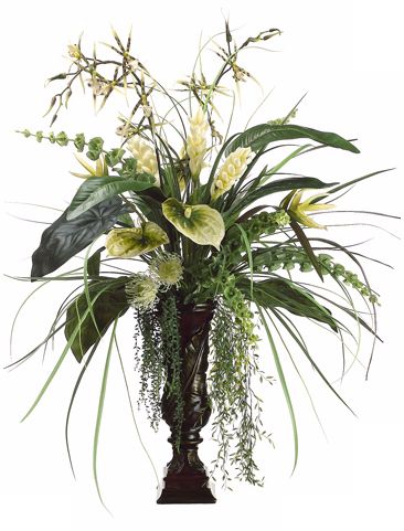 Green and Pearl Tropical Floral Arrangement