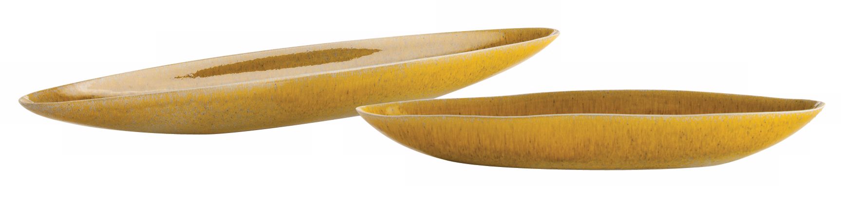 Set of 2 Katlyn Citron Reactive Glaze Ceramic Boat Bowls
