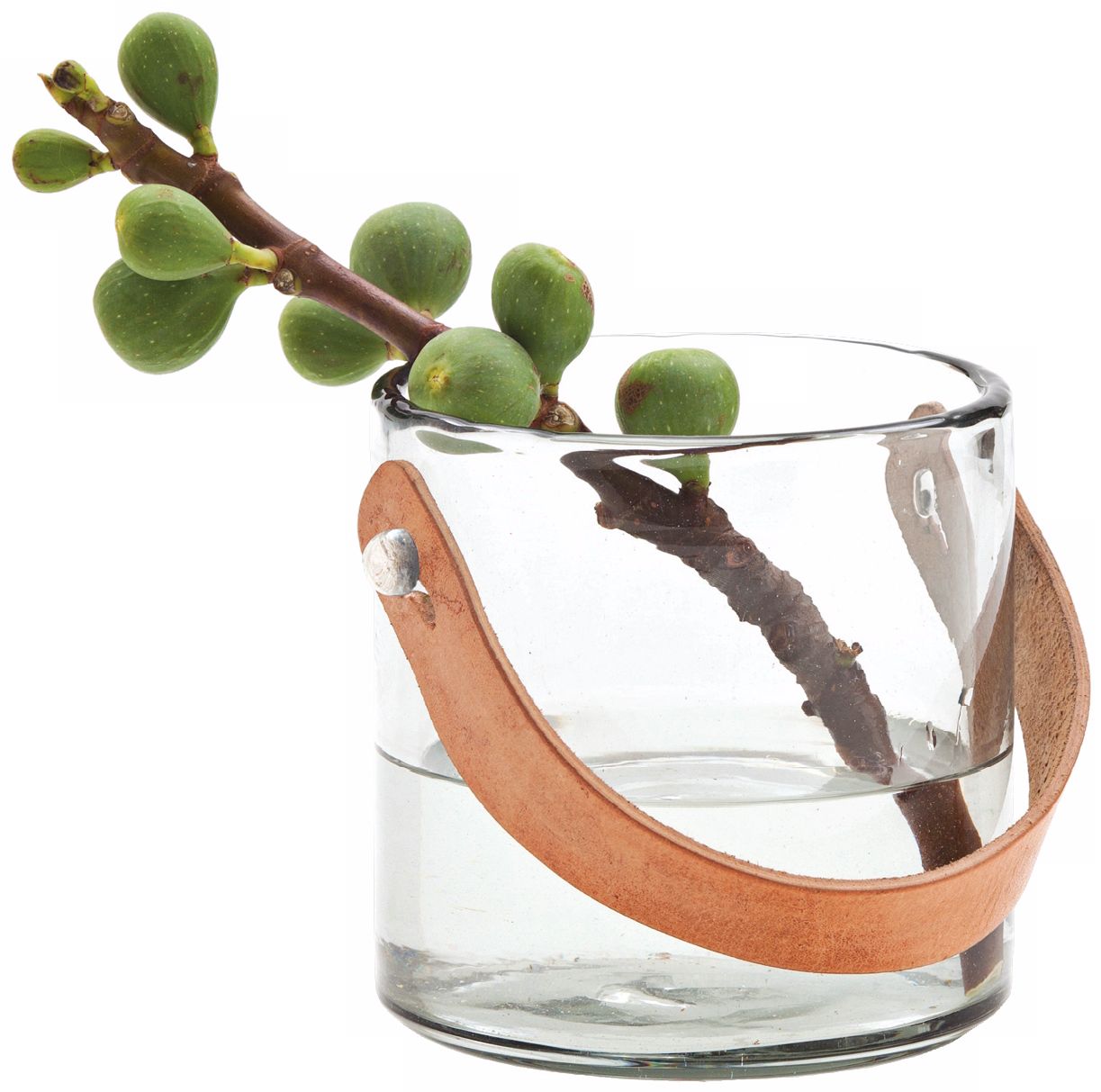 Small Kennedy Glass and Leather Hurricane