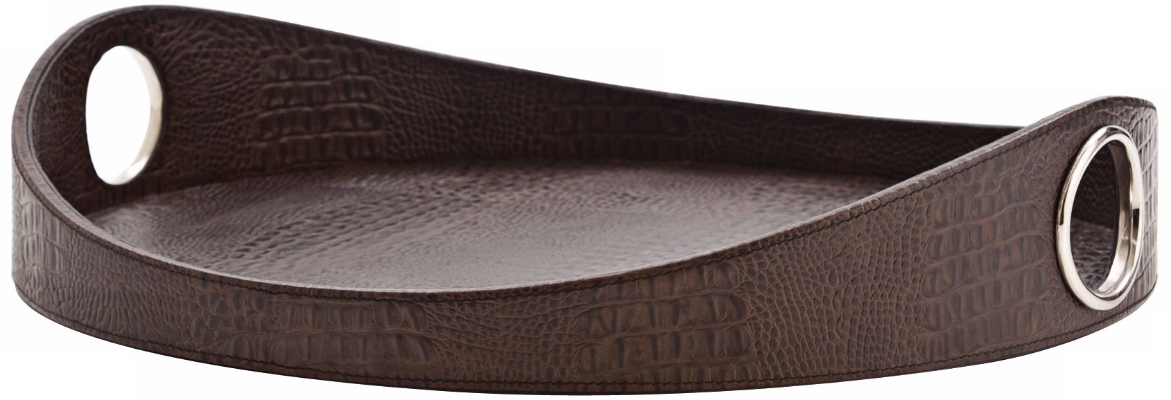 Lyle 16" Wide Crocodile Embossed Leather Tray