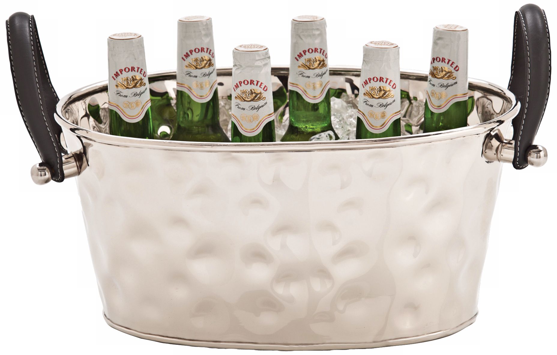 Landry Hammered Metal and Leather Container