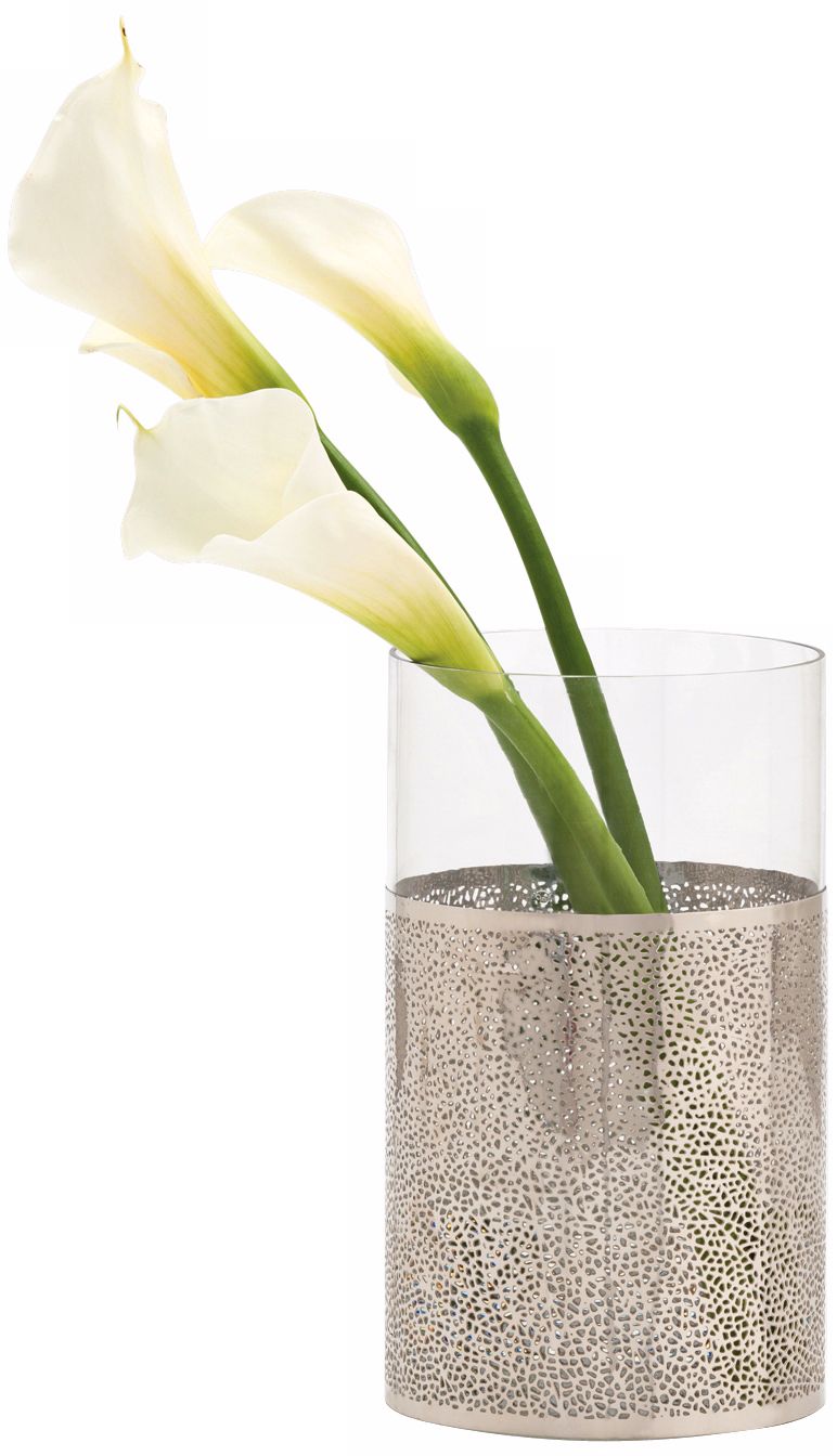 Bombay 10" High Polished Nickel Finish and Glass Vase