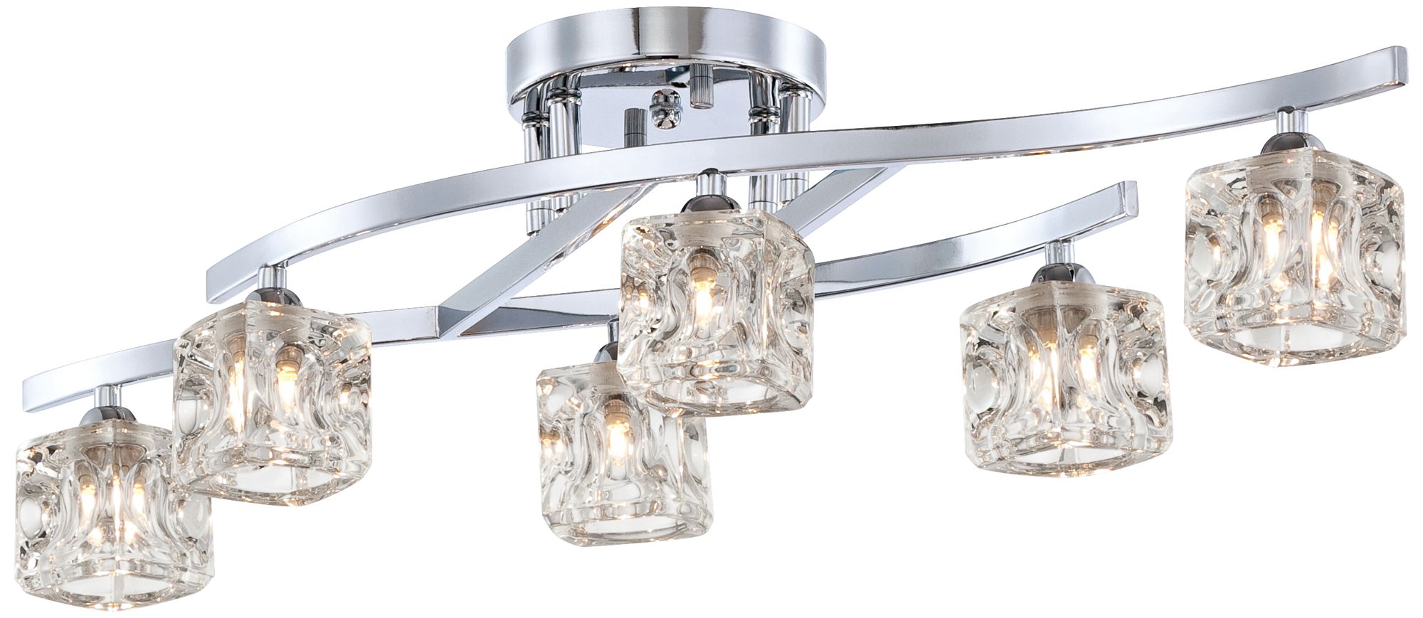 Possini Euro Chrome & Crystal Cube Semi-Flush Ceiling Light