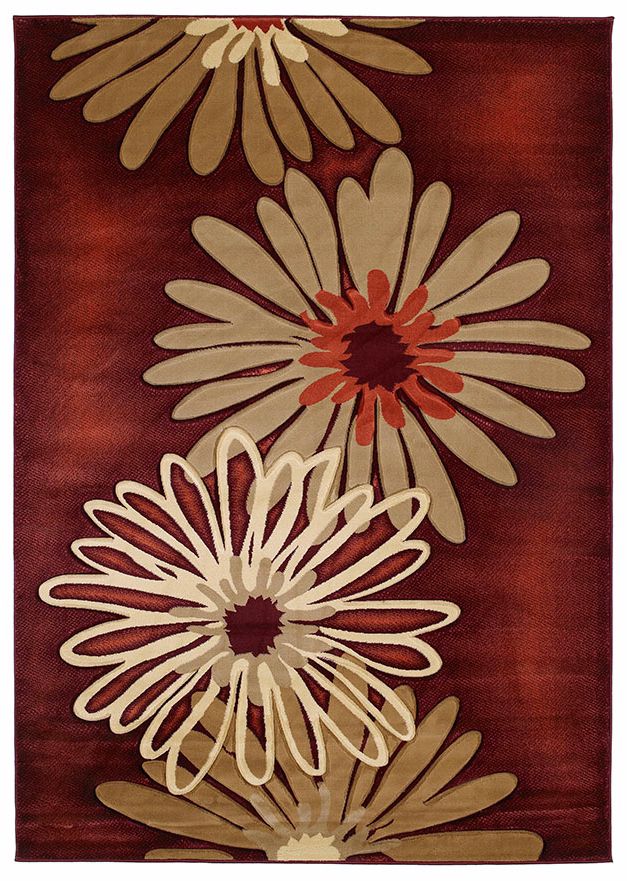 Mossa Collection Daisy Terracotta Area Rug