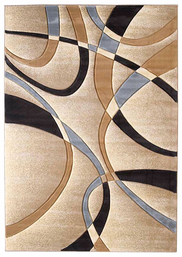 Mossa Collection Ribbons Beige Area Rug