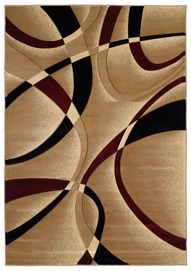 Mossa Collection Ribbons Burgundy Area Rug
