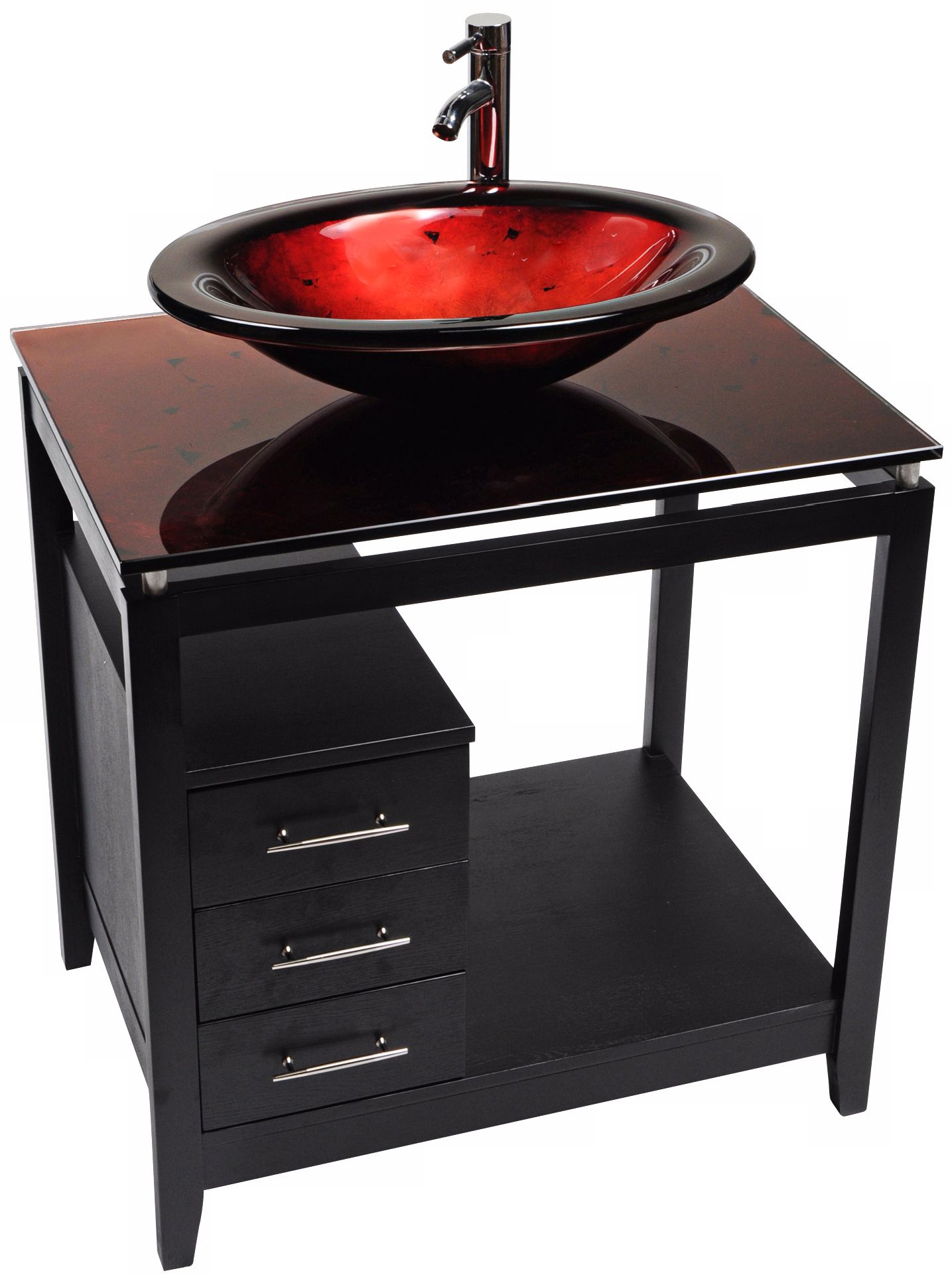Cappuccino Red Lava Glass Top Contemporary Vanity