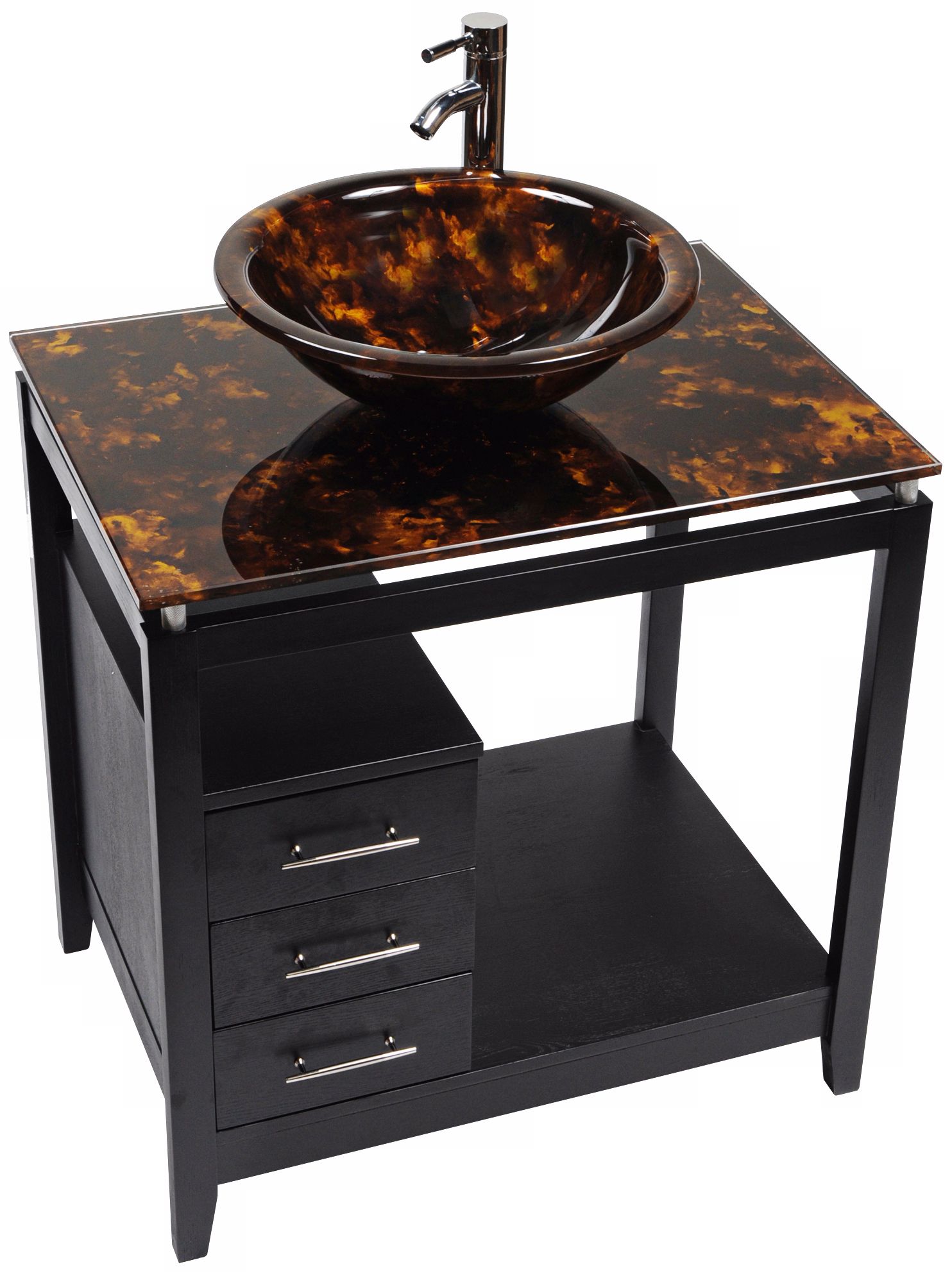 Cappuccino Tortoise Glass Top Contemporary Vanity